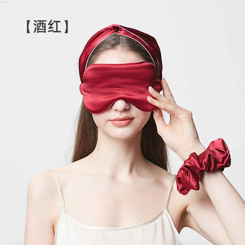 Wine Red 19 Momme Eye Mask (approx. 8.7 x 3.9 in) Variant