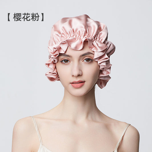 100% Mulberry Silk Sleep Cap – 19 Momme Thick Double-Layer Hair Care Bonnet for Frizz-Free Hair