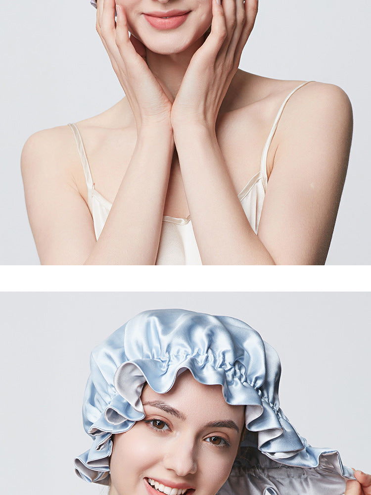100% Mulberry Silk Sleep Cap – 19 Momme Thick Double-Layer Hair Care Bonnet for Frizz-Free Hair