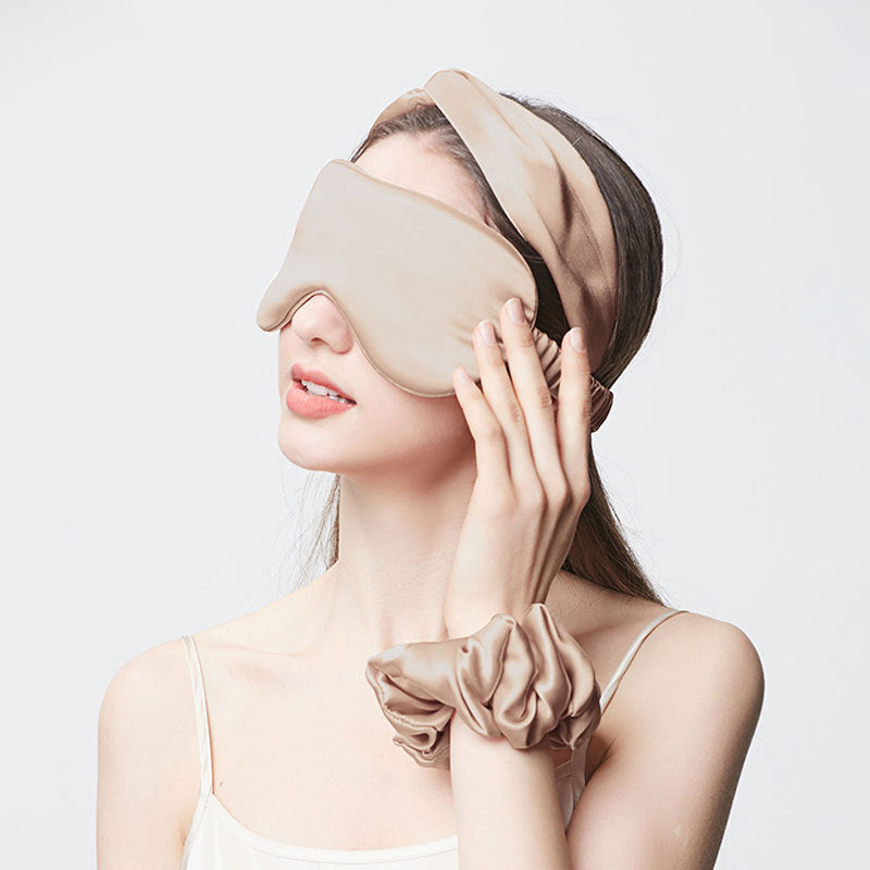 Light Brown 19 Momme Eye Mask (approx. 8.7 x 3.9 in) Variant
