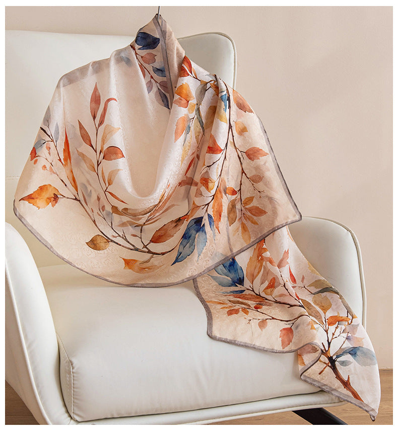 Pure Silk Floral Print Long Scarf – Elegant Pashmina-Style Wrap, Gift Boxed
