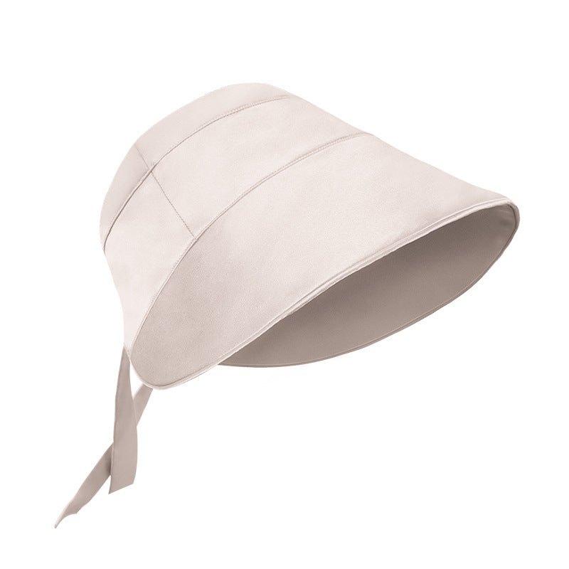 Taro pink silk fisherman hat with wide brim