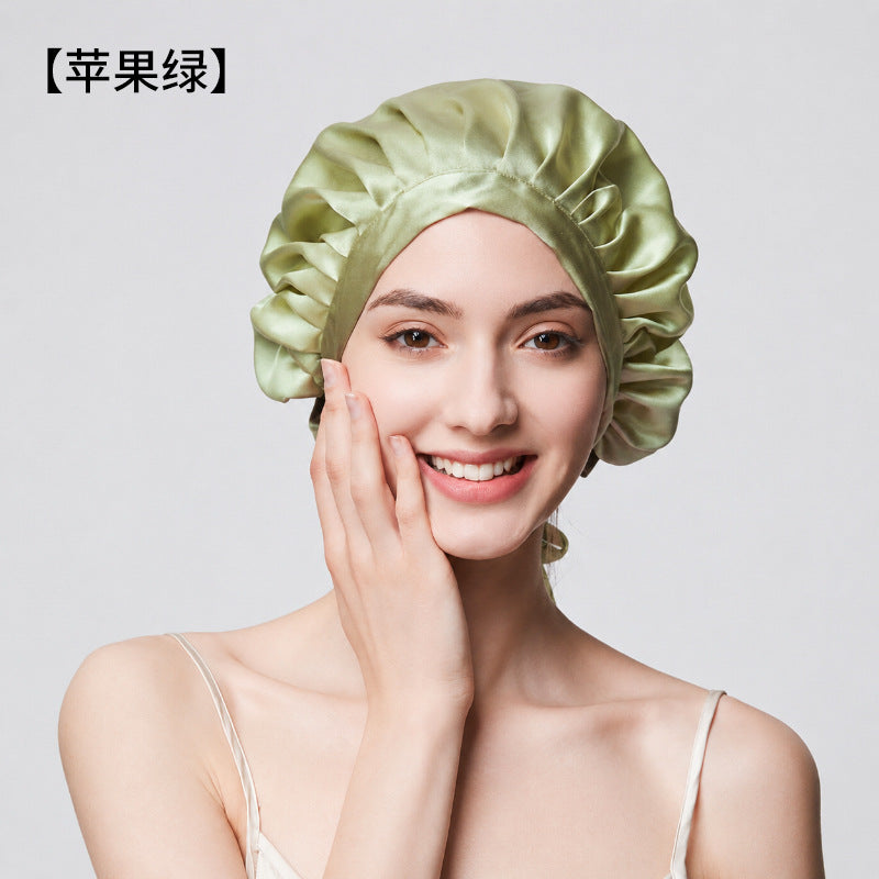 100% Mulberry Silk Sleep Cap – 19 Momme Thick Double-Layer Hair Care Bonnet for Frizz-Free Hair