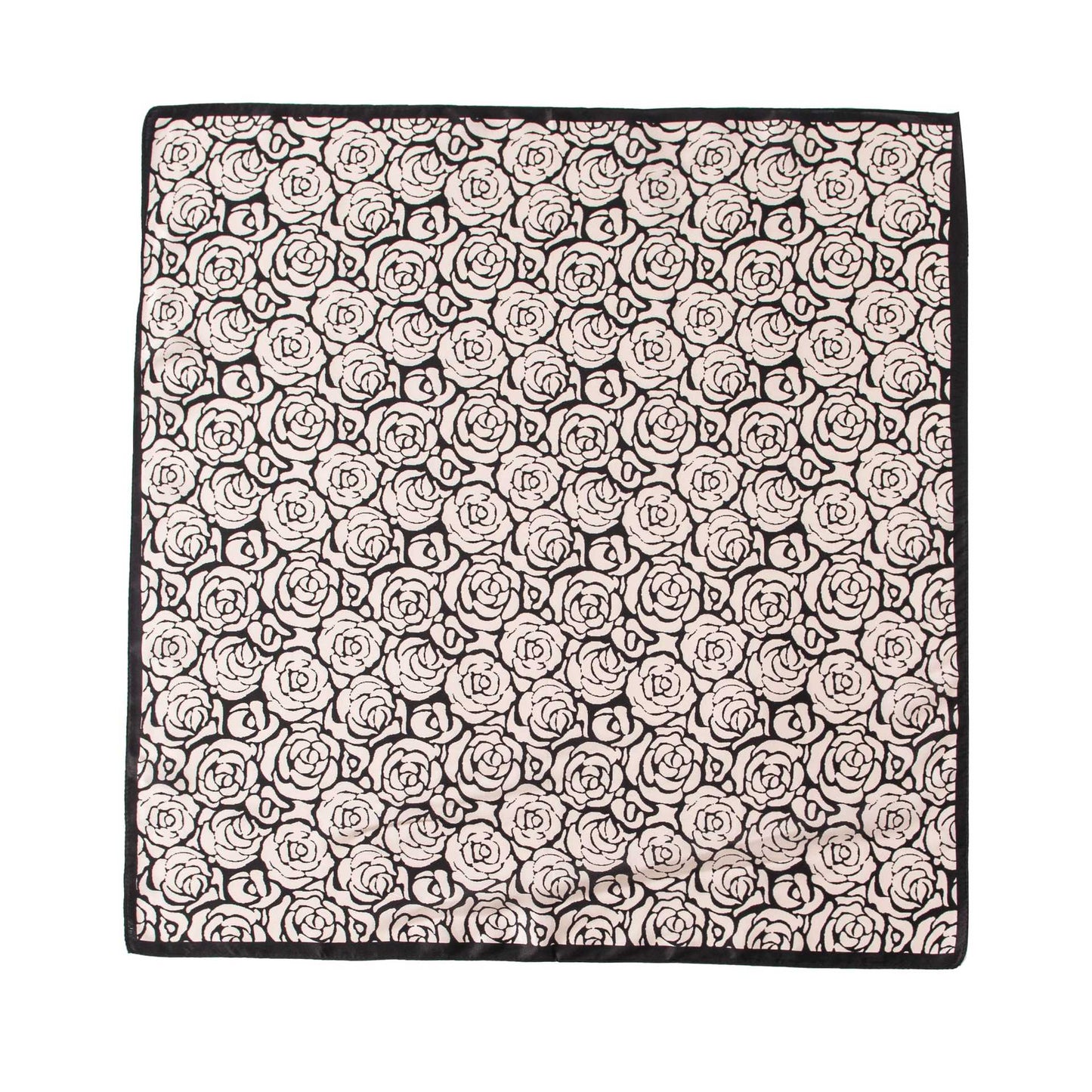Mulberry Silk Square Scarf with Peony Print – 26 x 26 in, Hand-Rolled Hem