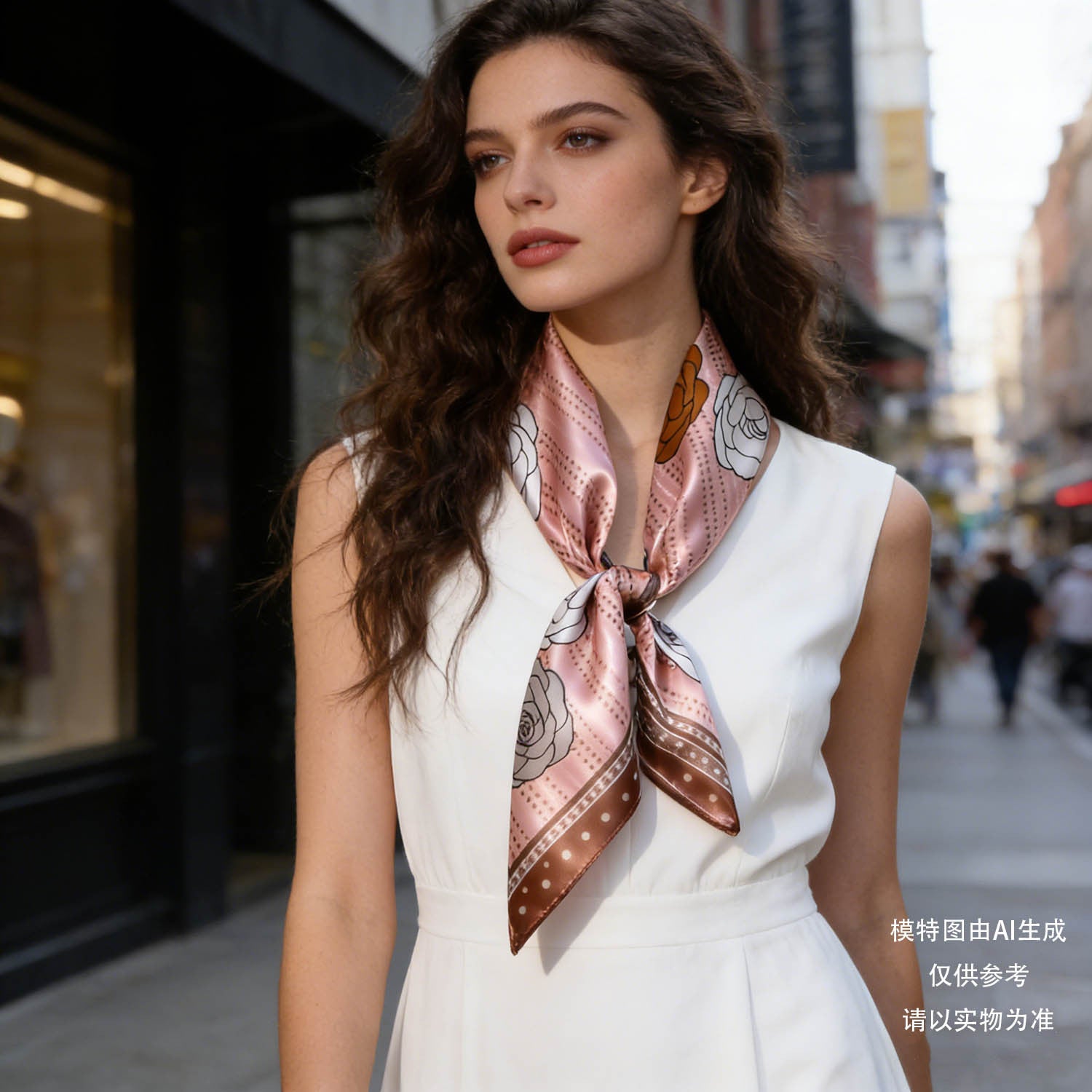 Mulberry Silk Square Scarf – 100% Pure Silk Bandana with Vintage French Print, Spring Accessory for Women