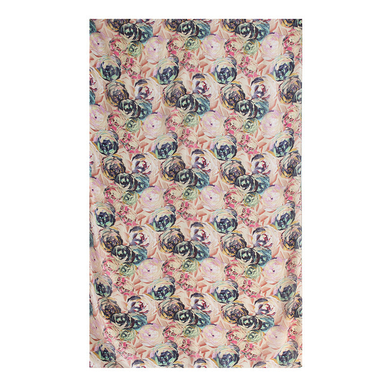 Mulberry Silk Long Scarf for Women – Lightweight Floral Print Shawl Wrap for Spring, 69 x 43 in