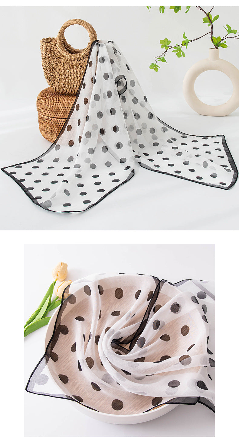 Mulberry Silk Long Scarf – 96%+ Pure Silk Polka Dot & Floral Print Lightweight Shawl for Spring and Summer