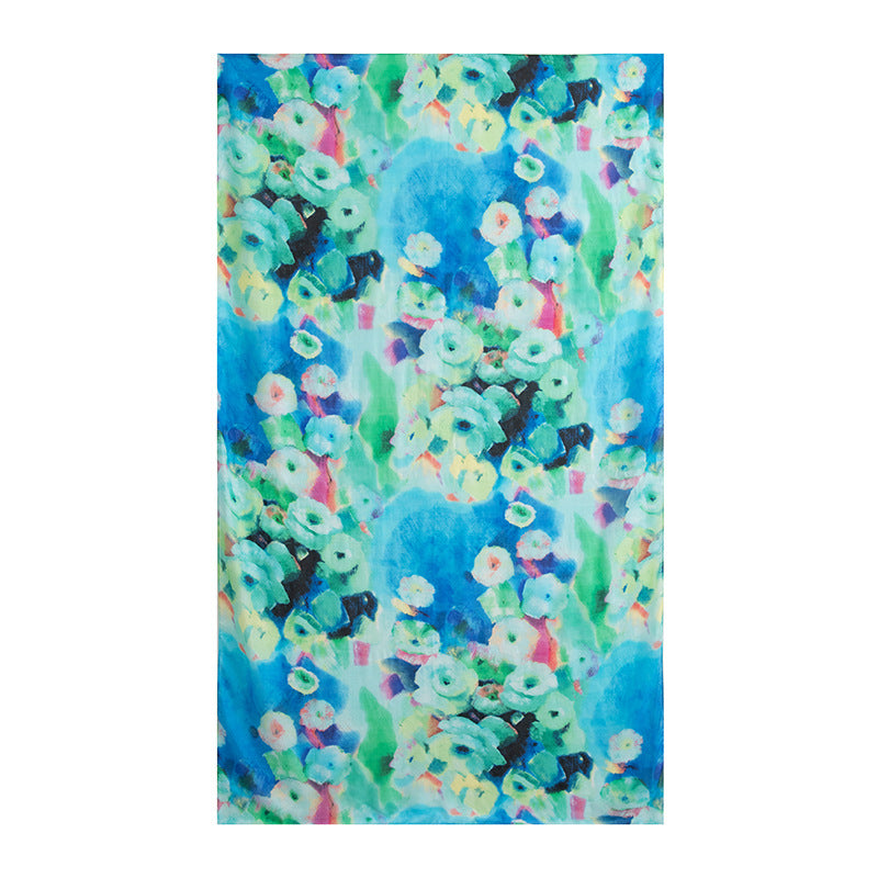 Mulberry Silk Long Scarf for Women – Lightweight Floral Print Shawl Wrap for Spring, 69 x 43 in
