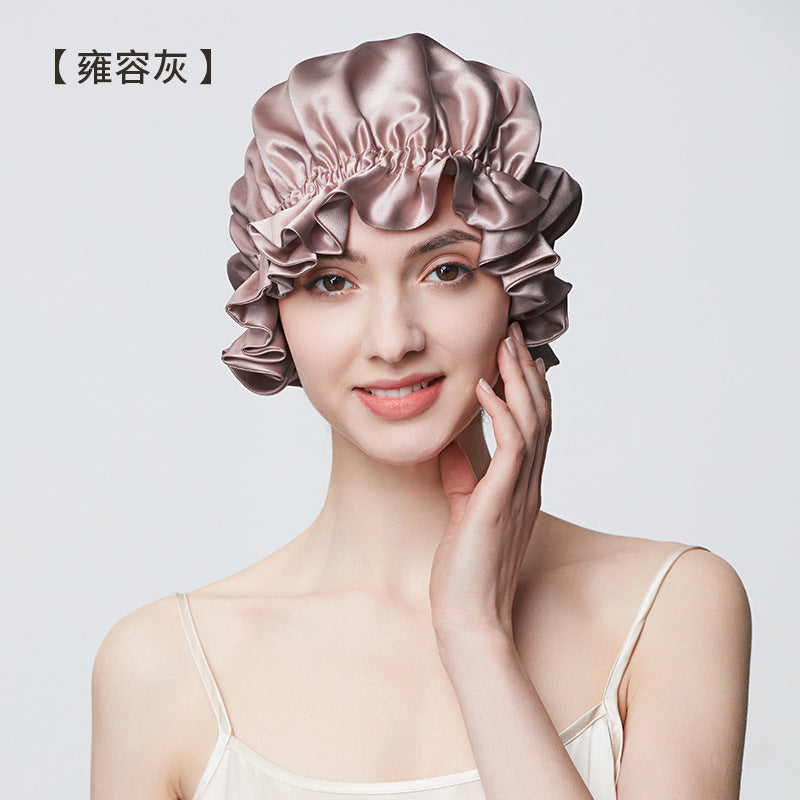 100% Mulberry Silk Sleep Cap – 19 Momme Thick Double-Layer Hair Care Bonnet for Frizz-Free Hair