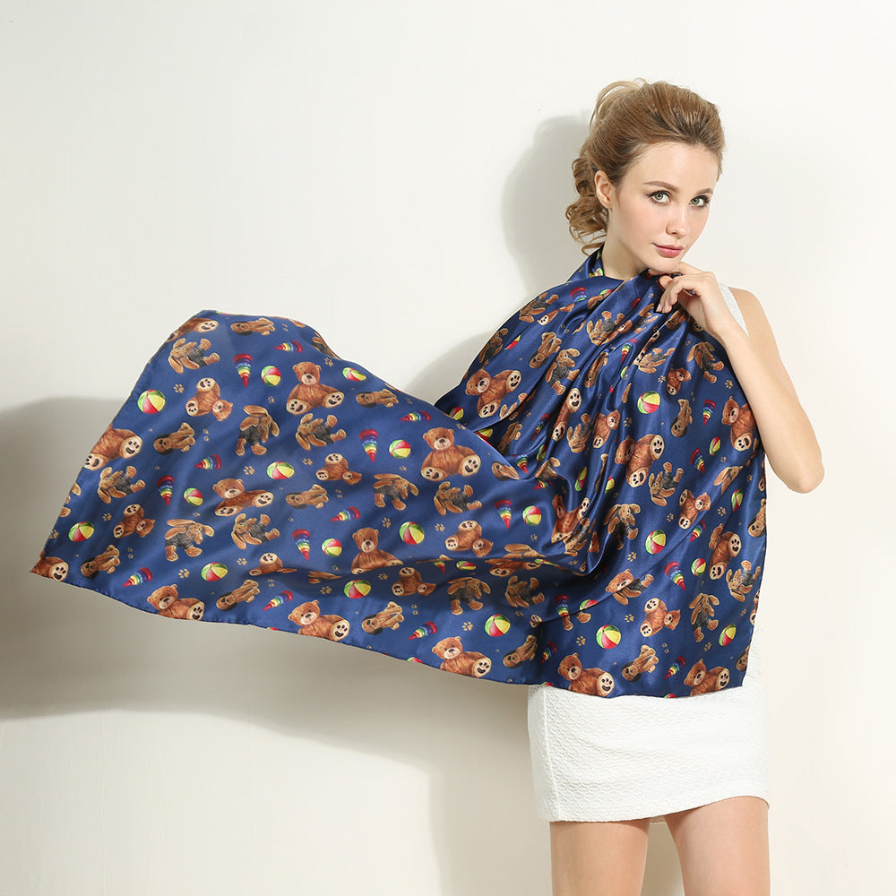 100% Mulberry Silk Square Scarf 108 x 108 cm – Printed Fashion Shawl for Fall and Winter