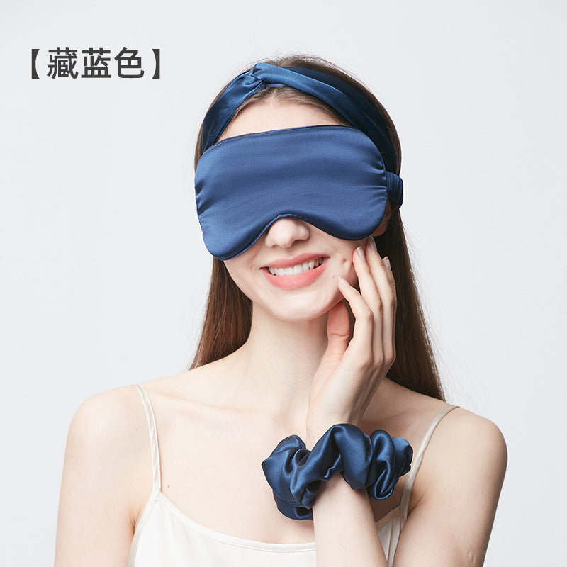 Navy Blue 16 Momme Eye Mask (approx. 8.7 x 3.9 in) Variant