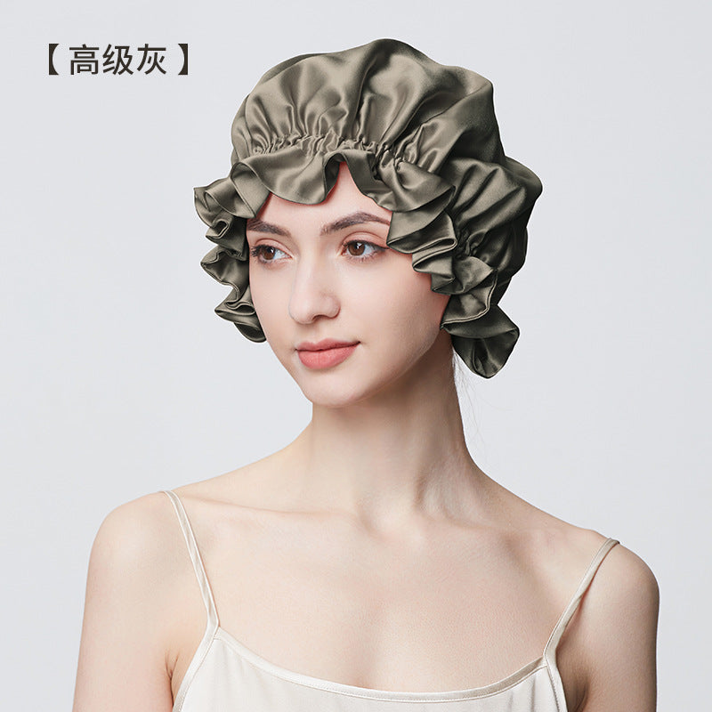 100% Mulberry Silk Sleep Cap – 19 Momme Thick Double-Layer Hair Care Bonnet for Frizz-Free Hair