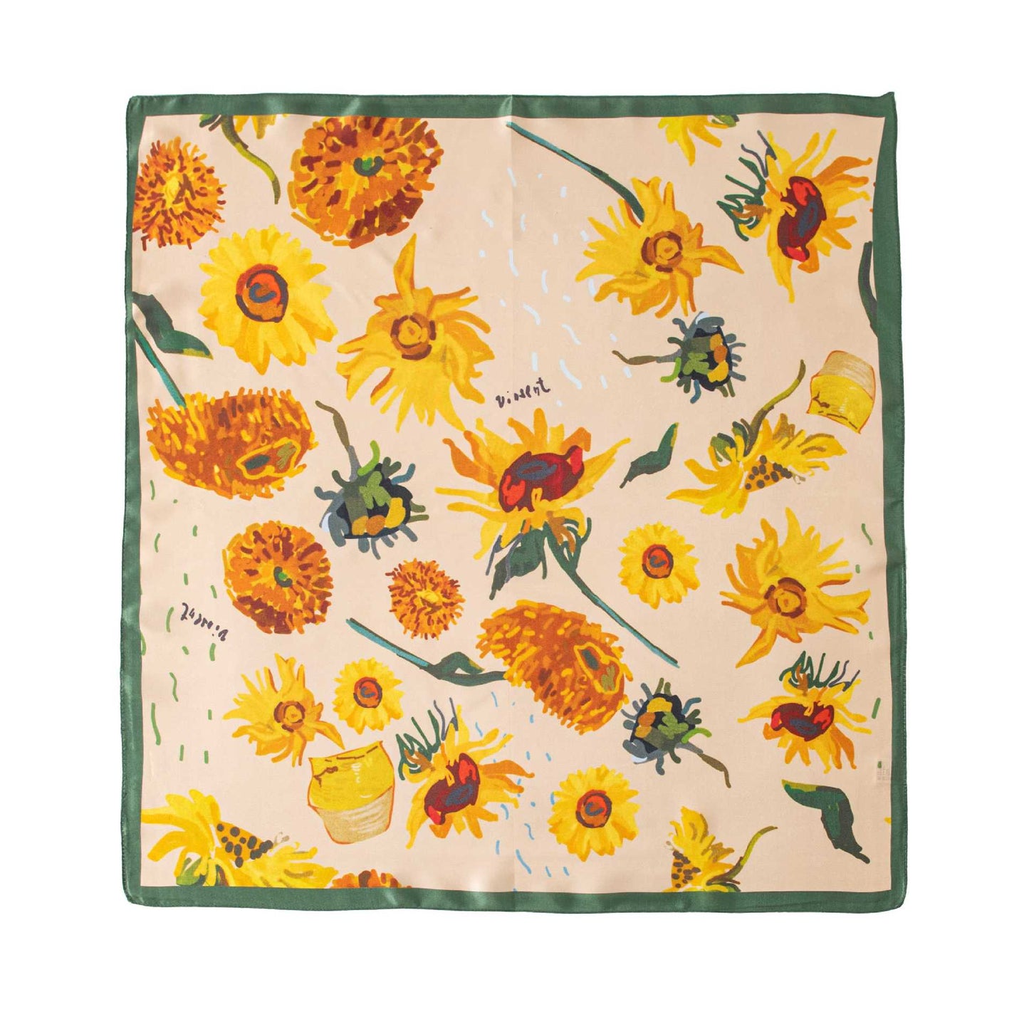Mulberry Silk Square Scarf with Peony Print – 26 x 26 in, Hand-Rolled Hem