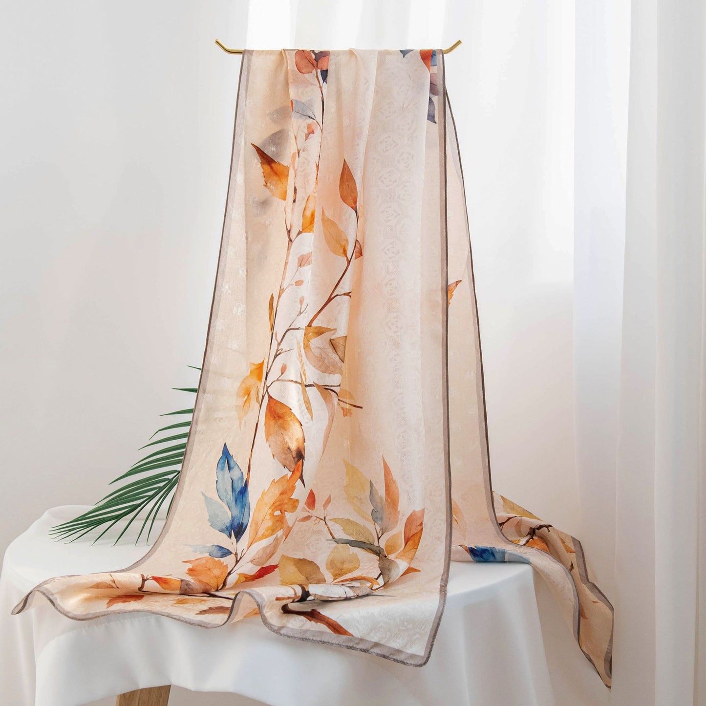 Pure Silk Floral Print Long Scarf – Elegant Pashmina-Style Wrap, Gift Boxed