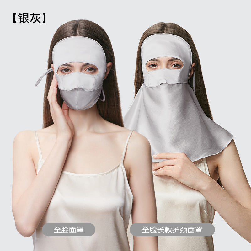 100% Mulberry Silk Full Face Sun Protection Mask with Neck Coverage – UV Shield, Breathable, Unisex