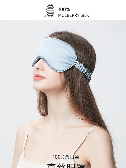 100% Mulberry Silk Sleep Eye Mask, Headband & Scrunchie Set – Light Blocking, Thickened, Soft Solid Color