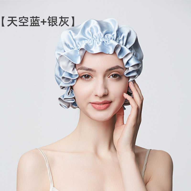 100% Mulberry Silk Sleep Cap – 19 Momme Thick Double-Layer Hair Care Bonnet for Frizz-Free Hair