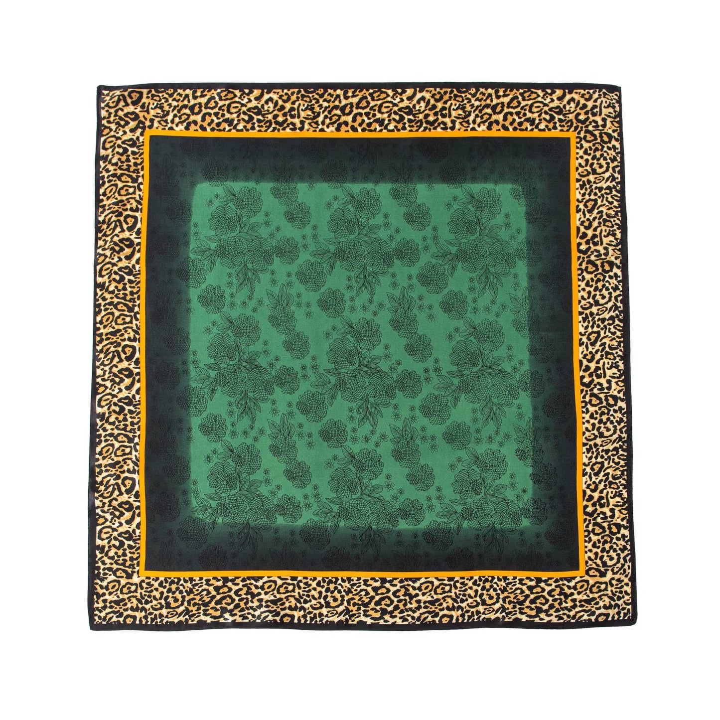 Mulberry Silk Square Scarf with Peony Print – 26 x 26 in, Hand-Rolled Hem