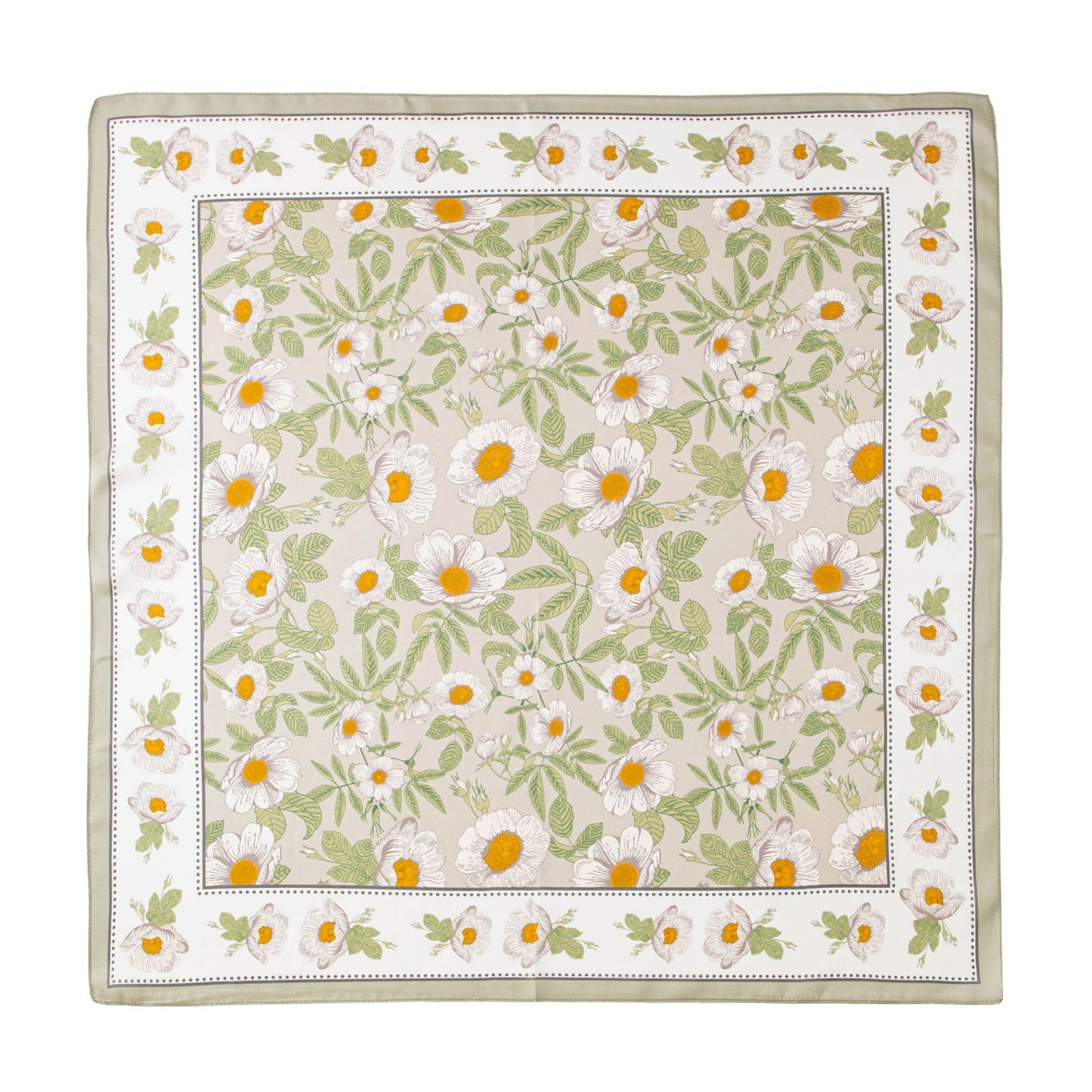 Mulberry Silk Square Scarf with Peony Print – 26 x 26 in, Hand-Rolled Hem