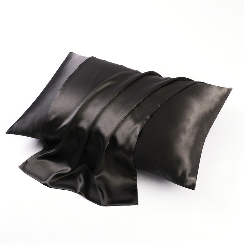 Dark charcoal grey silk pillowcase with satin sheen