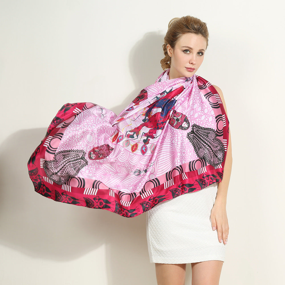 100% Mulberry Silk Square Scarf 108 x 108 cm – Printed Fashion Shawl for Fall and Winter
