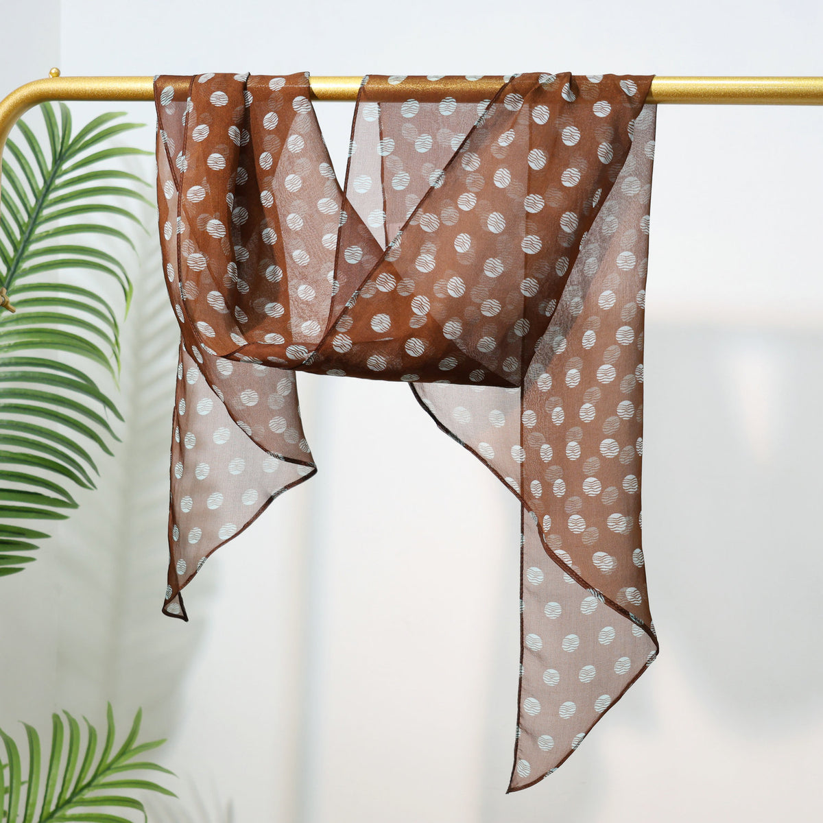 Long Oblique Silk Scarf with Polka Dot Print – 100% Mulberry Silk Lightweight Stole for Neck, Head & Hair, 33 x 160 cm