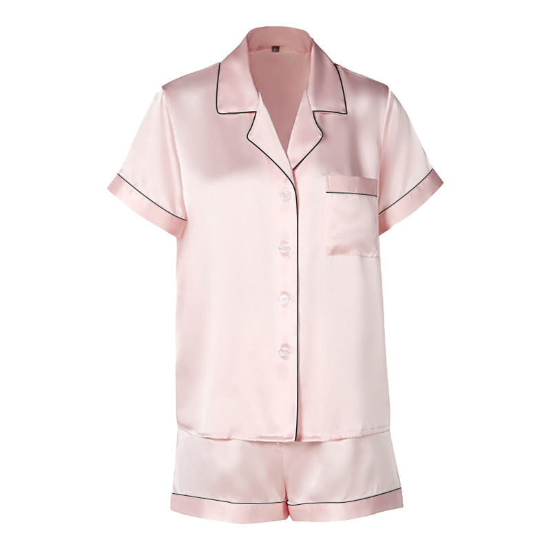 100% Mulberry Silk Pajama Set for Women – 19 Momme Short Sleeve Top with Shorts or Long Pants, Notched Collar Loungewear