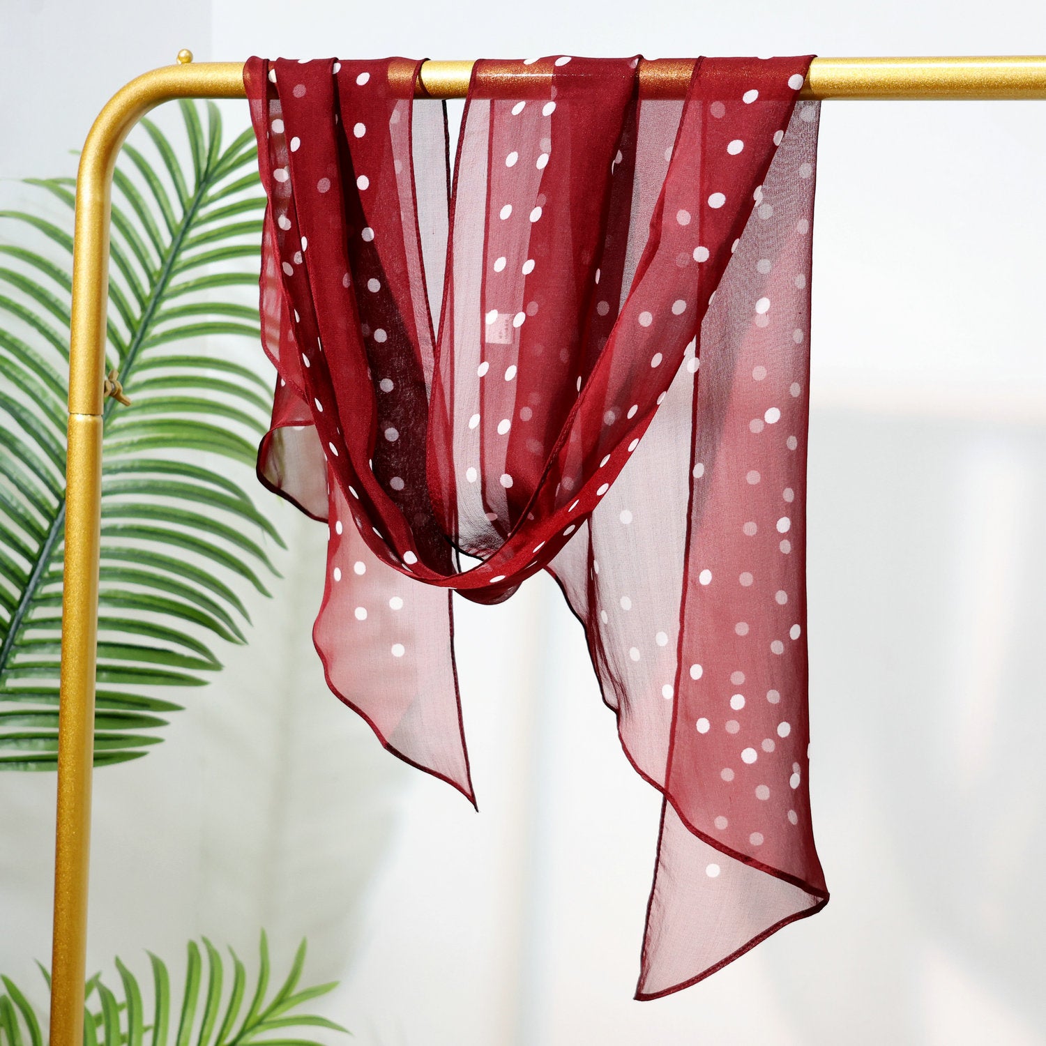 Long Oblique Silk Scarf with Polka Dot Print – 100% Mulberry Silk Lightweight Stole for Neck, Head & Hair, 33 x 160 cm