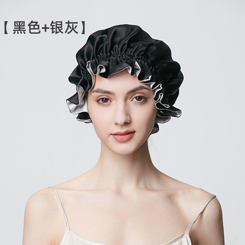 100% Mulberry Silk Sleep Cap – 19 Momme Thick Double-Layer Hair Care Bonnet for Frizz-Free Hair