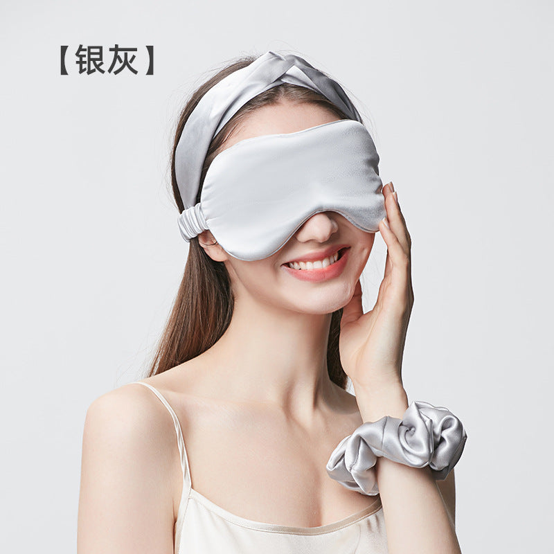 Silver Gray 19 Momme Eye Mask (approx. 8.7 x 3.9 in) Variant