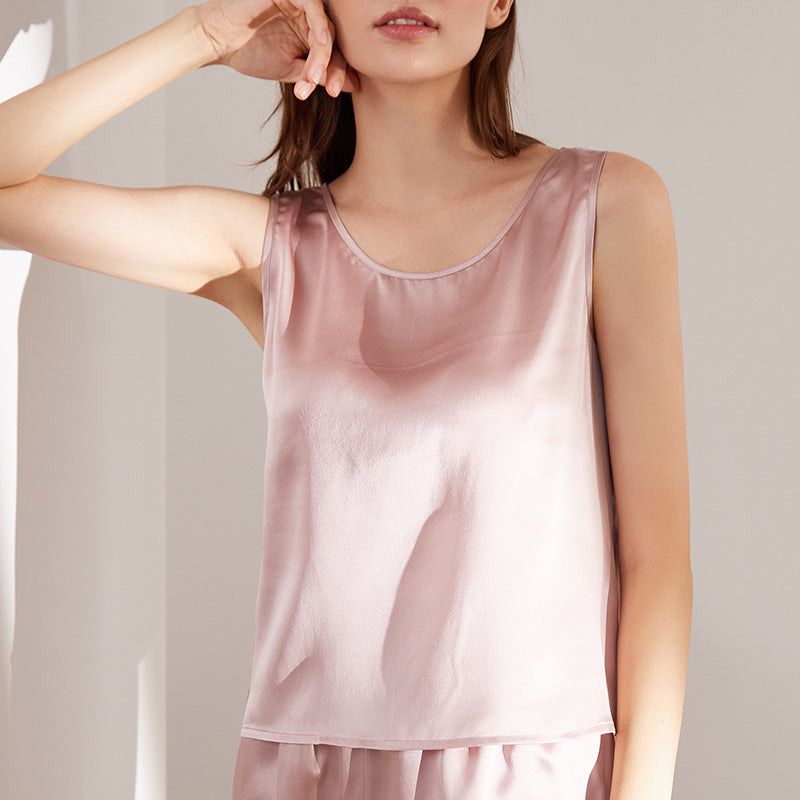 Lotus pink silk camisole top in a relaxed fit