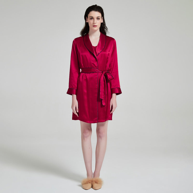 100% Mulberry Silk Camisole & Robe Sleepwear Set, 19 Momme, 2-Piece Loungewear