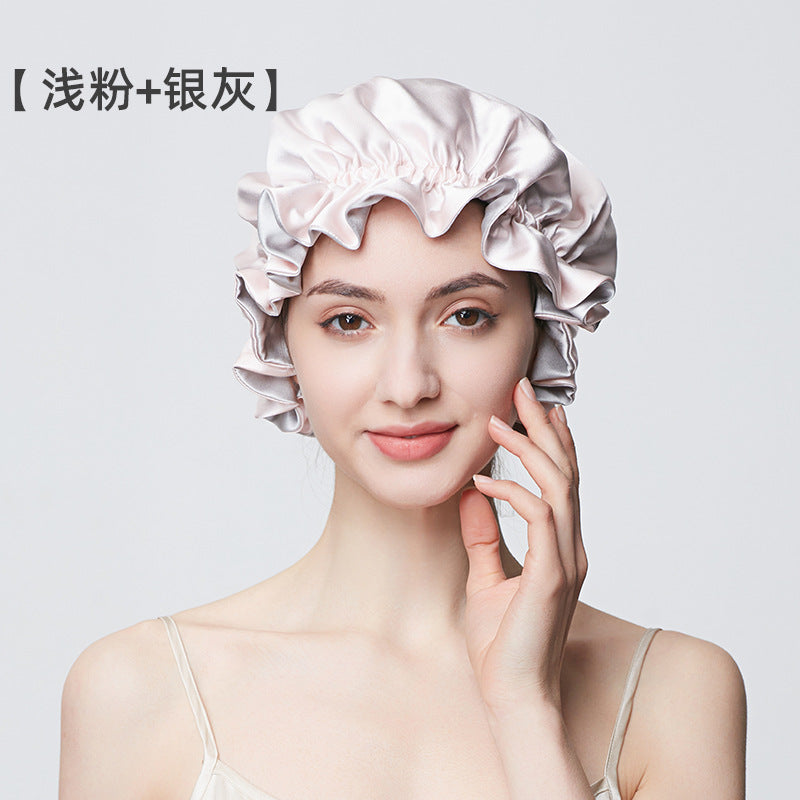 100% Mulberry Silk Sleep Cap – 19 Momme Thick Double-Layer Hair Care Bonnet for Frizz-Free Hair