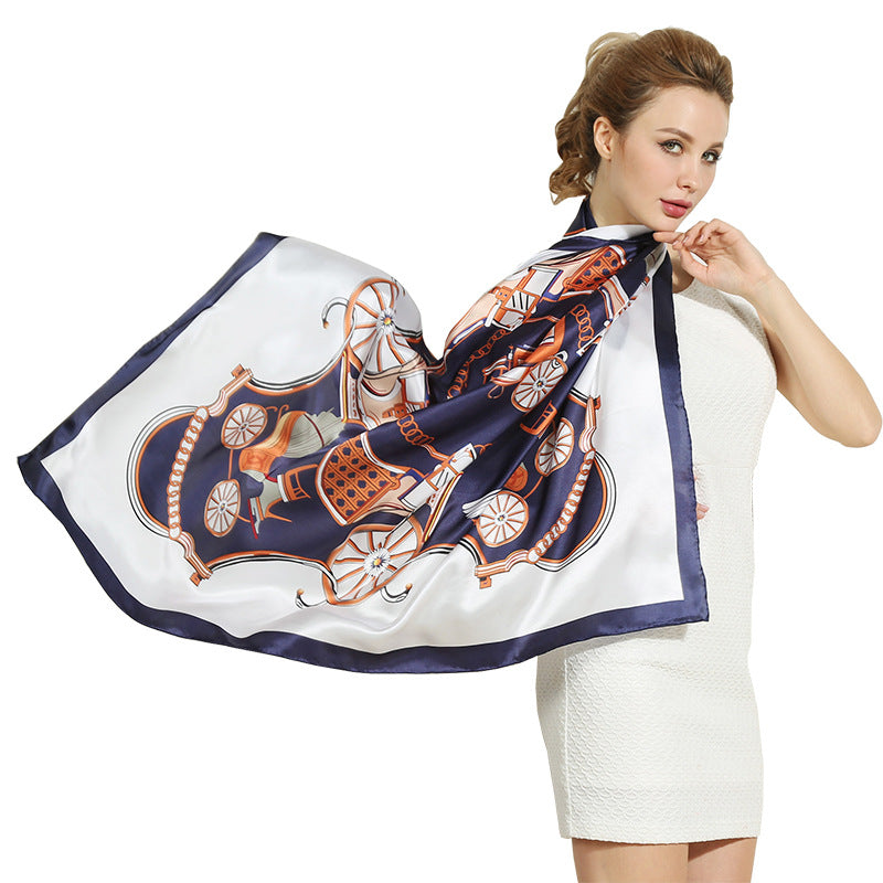 100% Mulberry Silk Square Scarf 108 x 108 cm – Printed Fashion Shawl for Fall and Winter