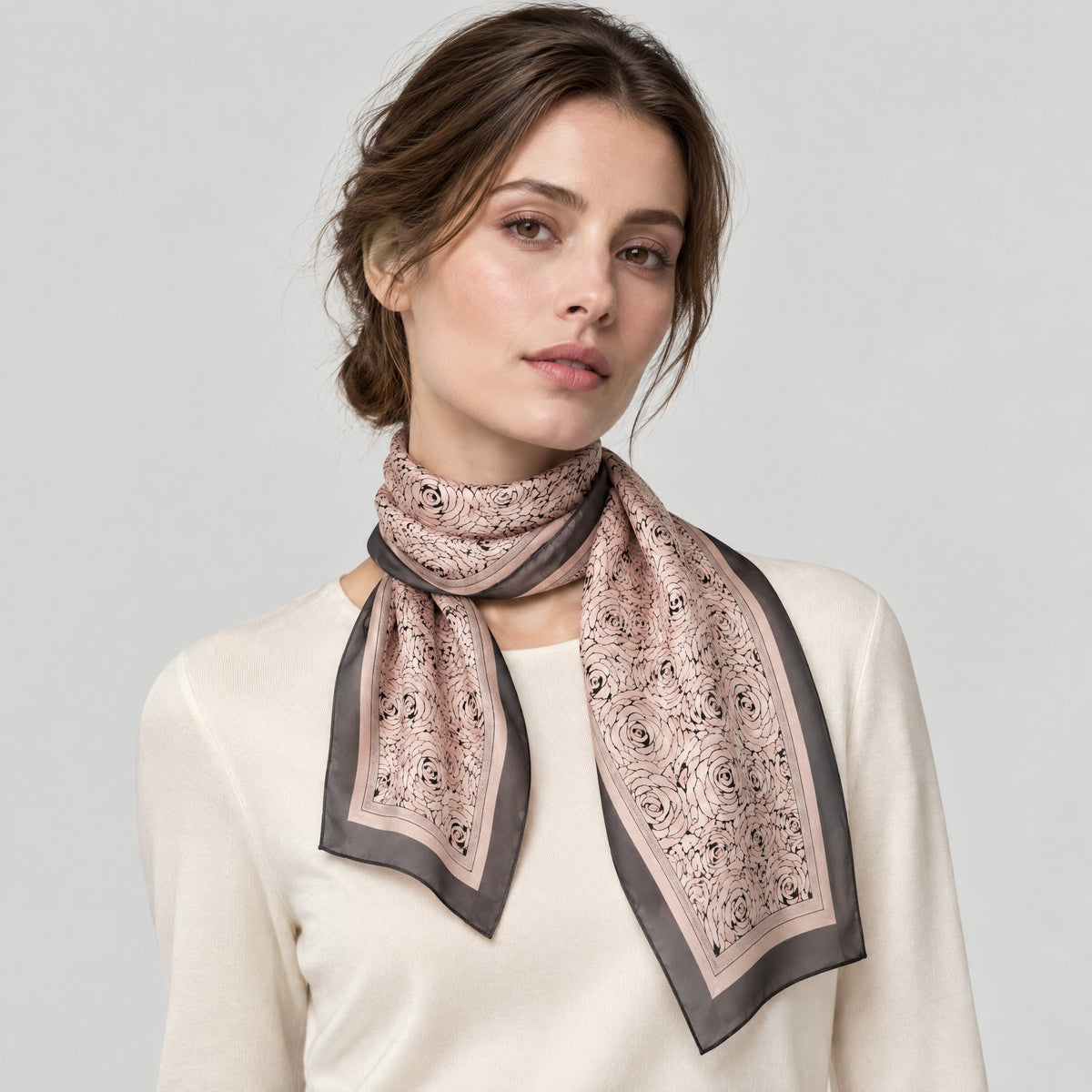 Nude Pink Rose Mulberry Silk Long Scarf – 16.5 x 63 in