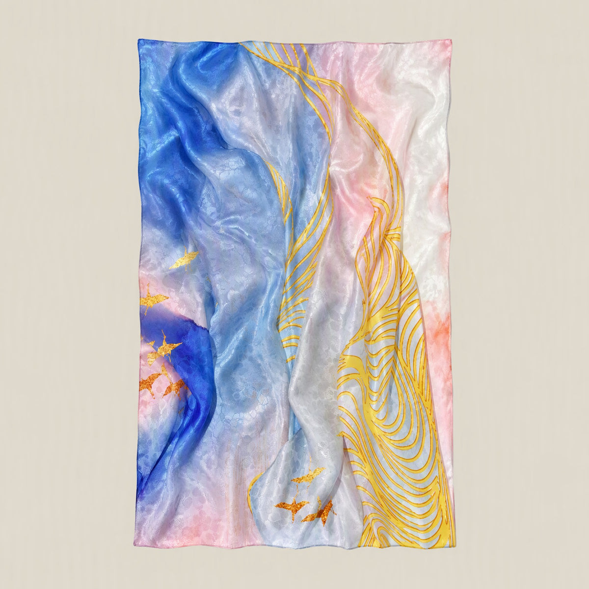 Sea Melody jacquard mulberry silk scarf