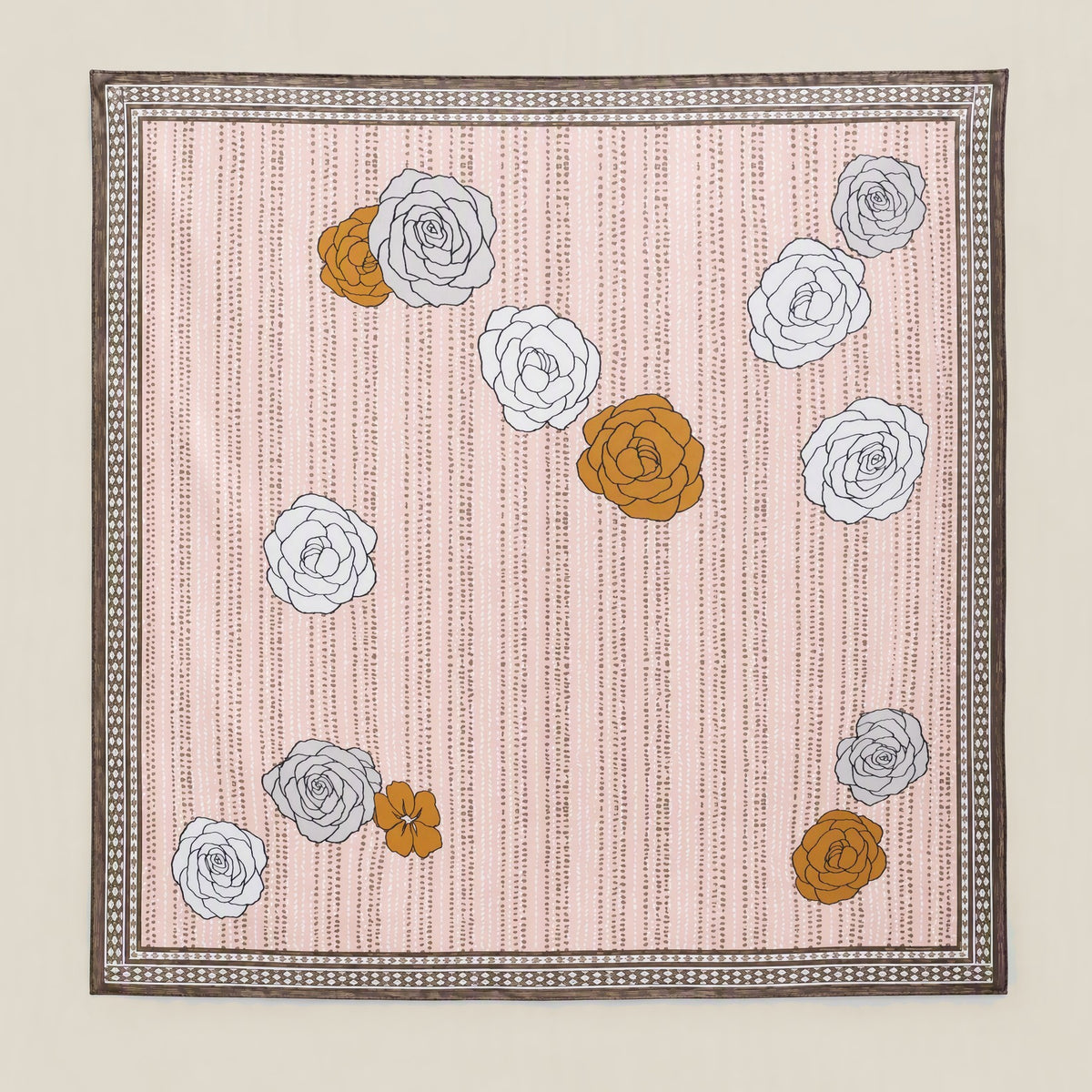 Camellia Blush mulberry silk square scarf