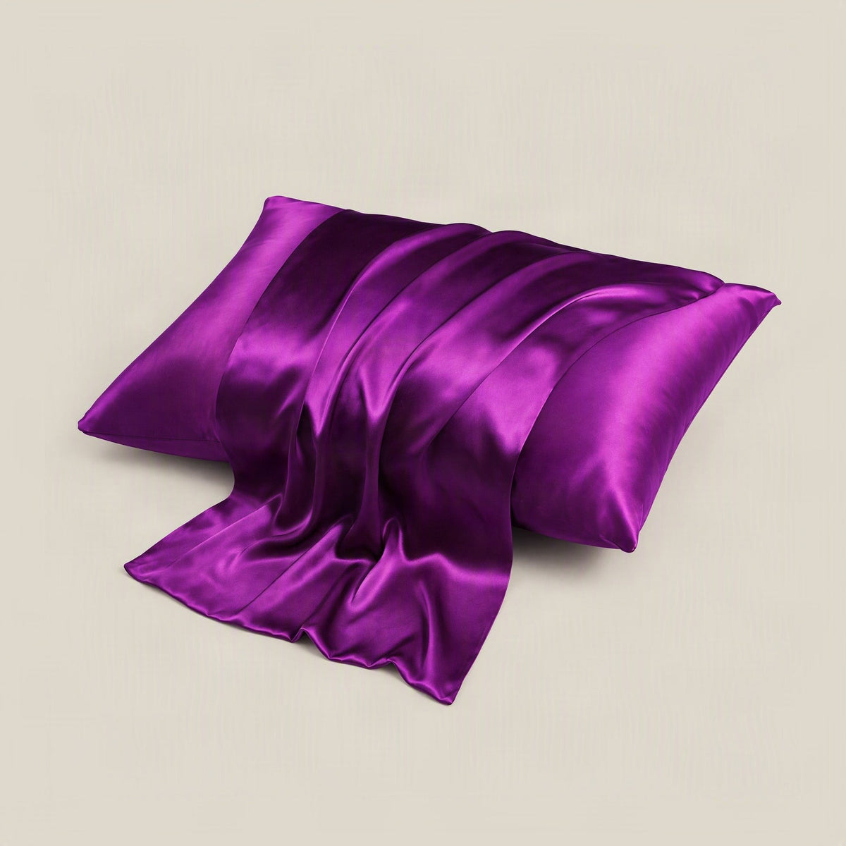 SuuSilk mulberry silk pillowcase detail showing smooth double-sided weave and discreet hidden zipper on a styled bed