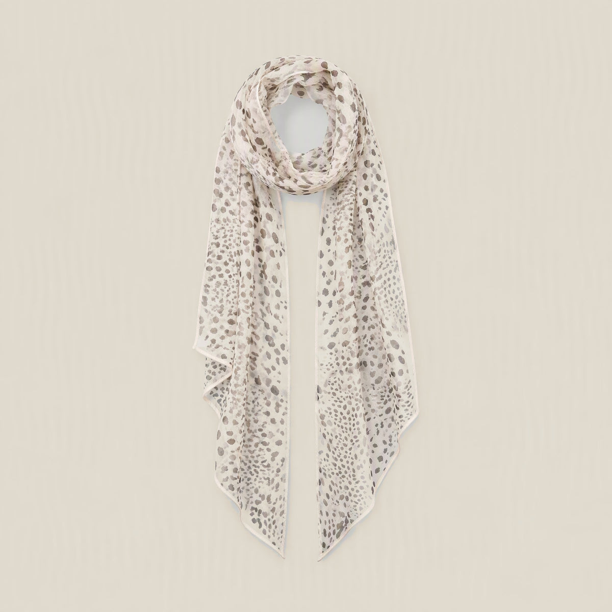 Snow Leopard Spirit mulberry silk scarf