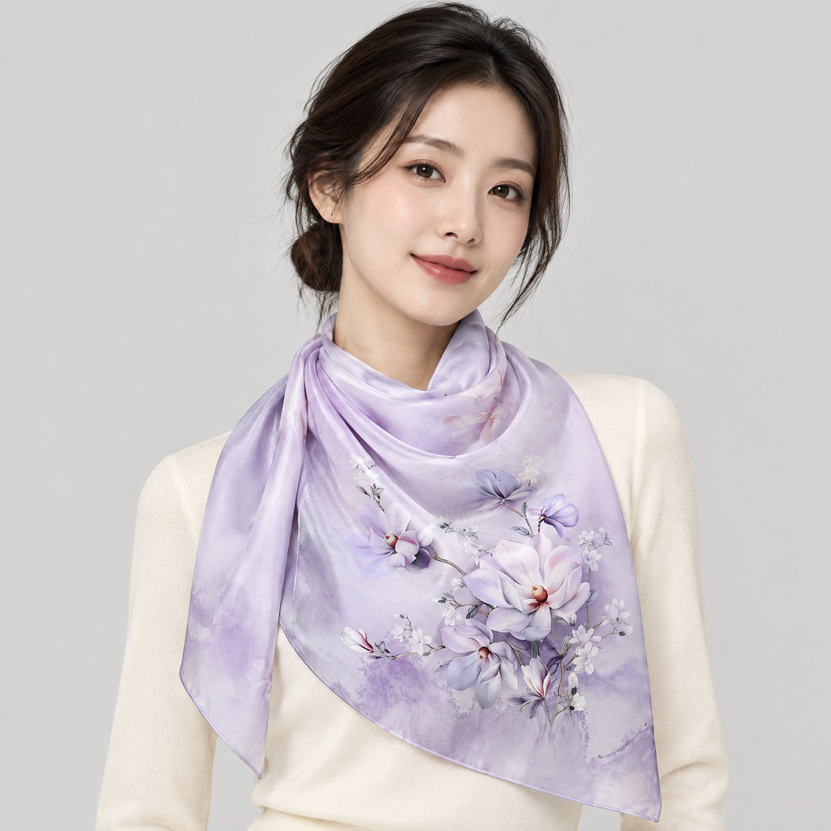 Purple Orchid Mulberry Silk Long Scarf – 22 x 68 in