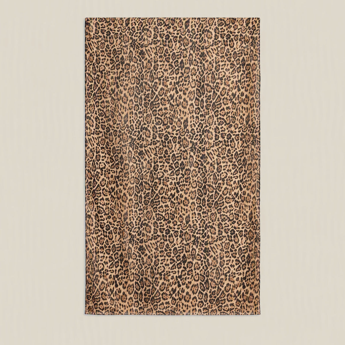 Yellow brown leopard print mulberry silk scarf, 69 x 43 in