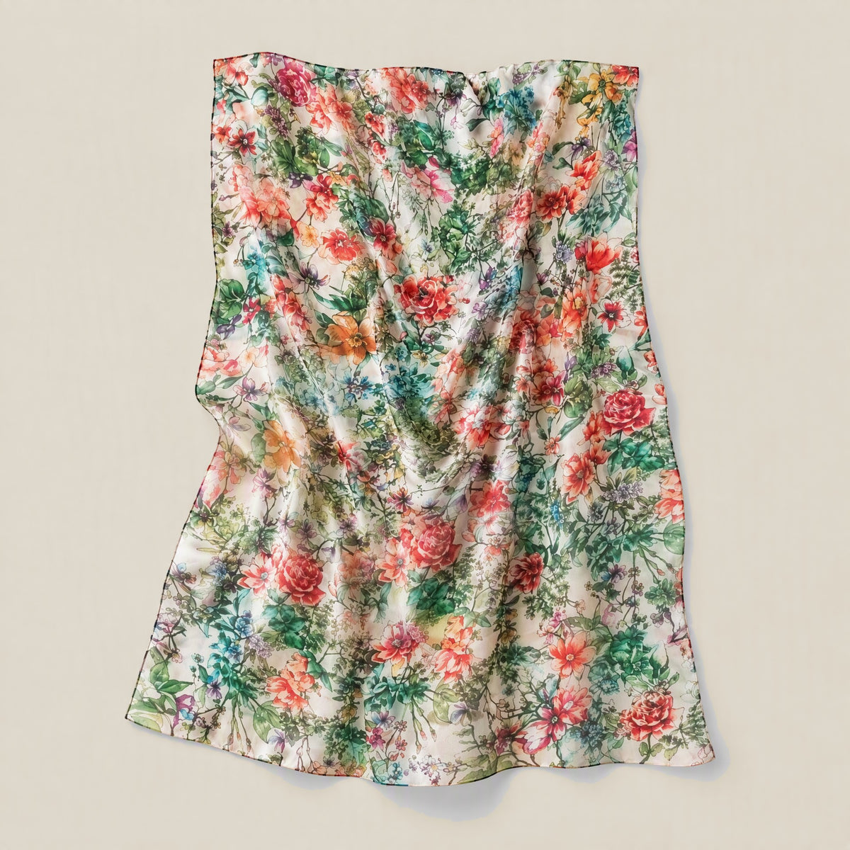 Spring Small Floral mulberry silk scarf detail showing silk texture and print