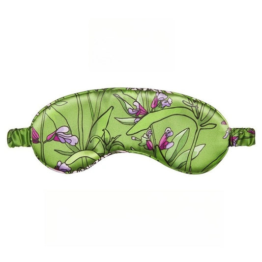 SUUMEE Printed Mulberry Silk Sleep Eye Mask with soft patterned fabric, displayed on a clean neutral background