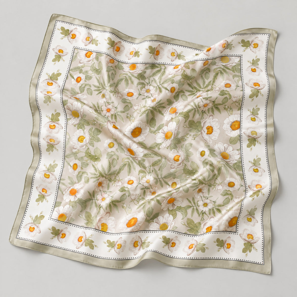 Border Daisy Mulberry Silk Square Scarf – 26 x 26 in