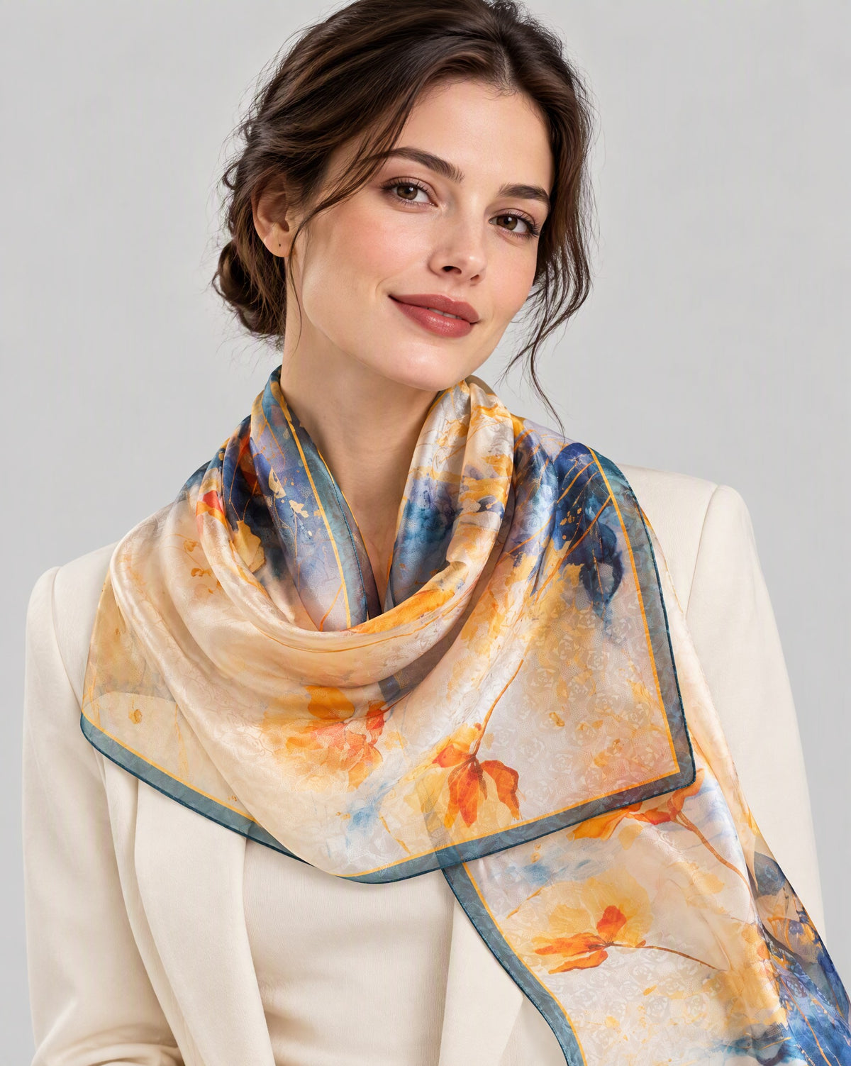 Falling Glass Petals Mulberry Silk Long Scarf – 22 x 67 in