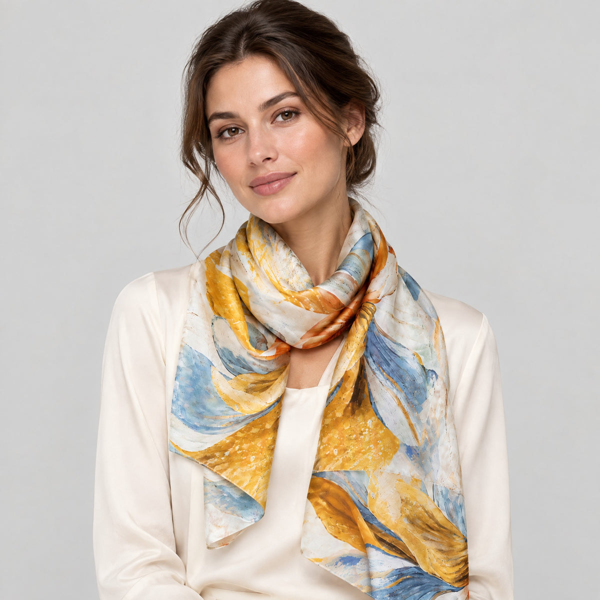 Sunlit Bloom Mulberry Silk Long Scarf – 22 x 67 in