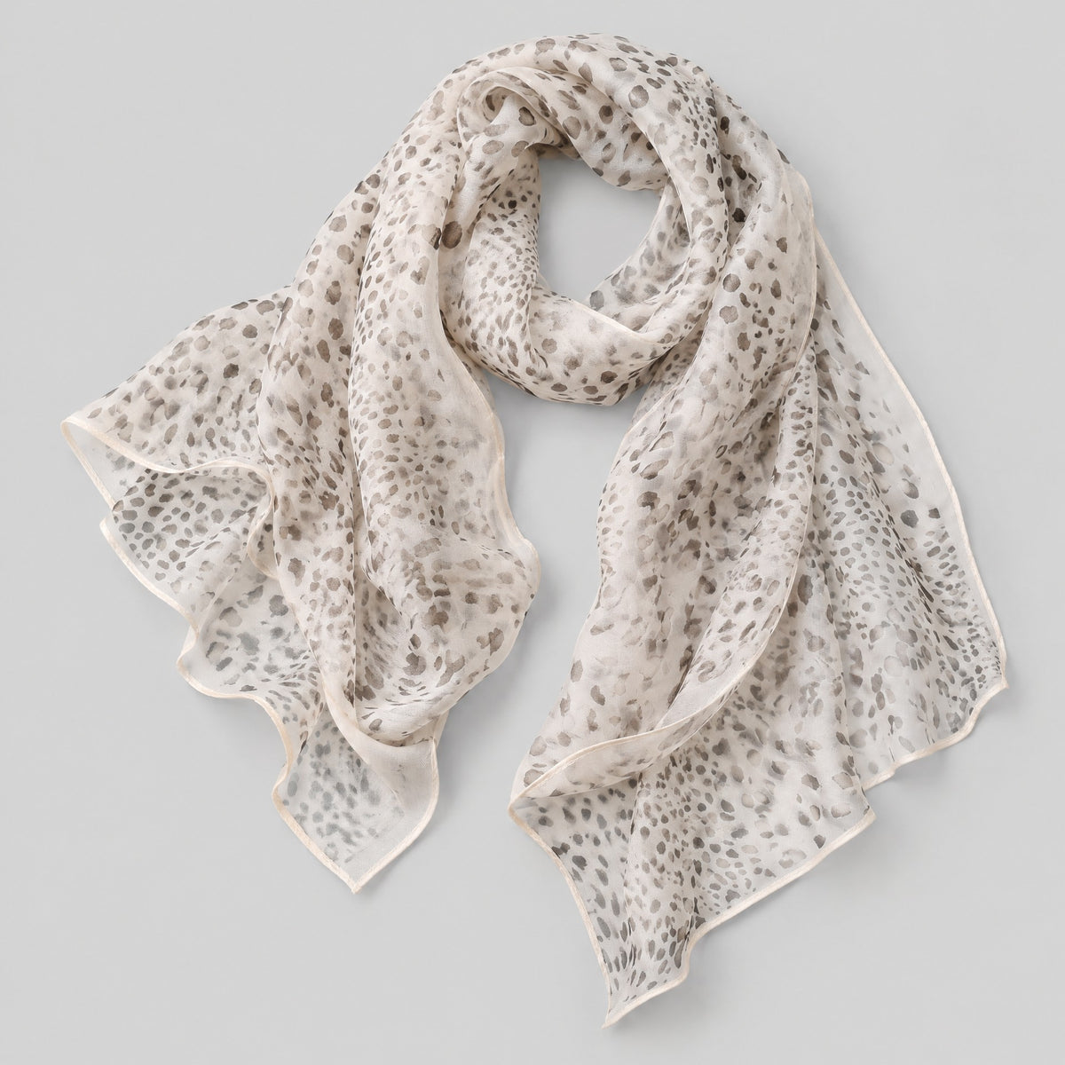 Snow Leopard Spirit Mulberry Silk Long Scarf – 13 x 63 in