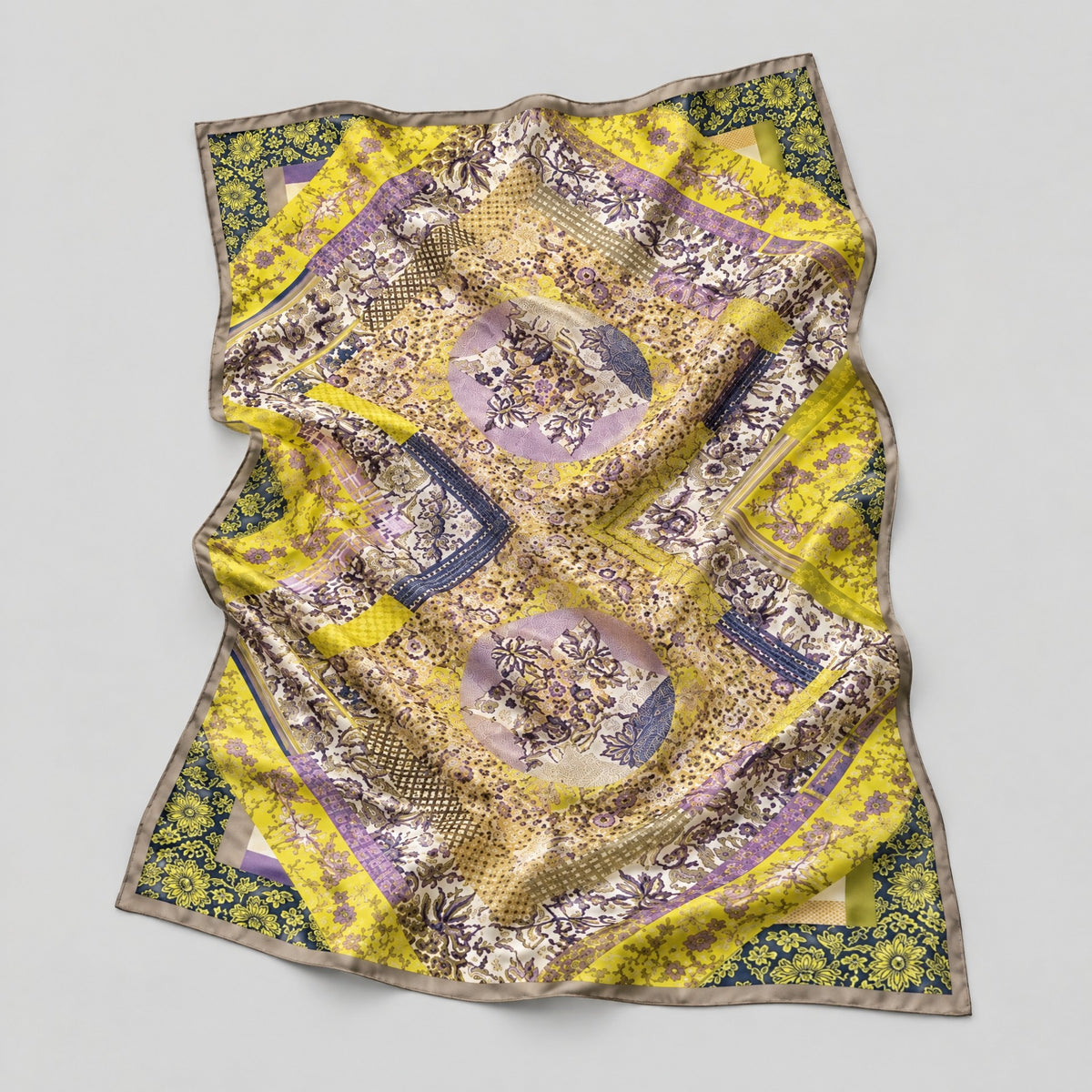 Yellow Floral Mulberry Silk Scarf – 69 x 43 in