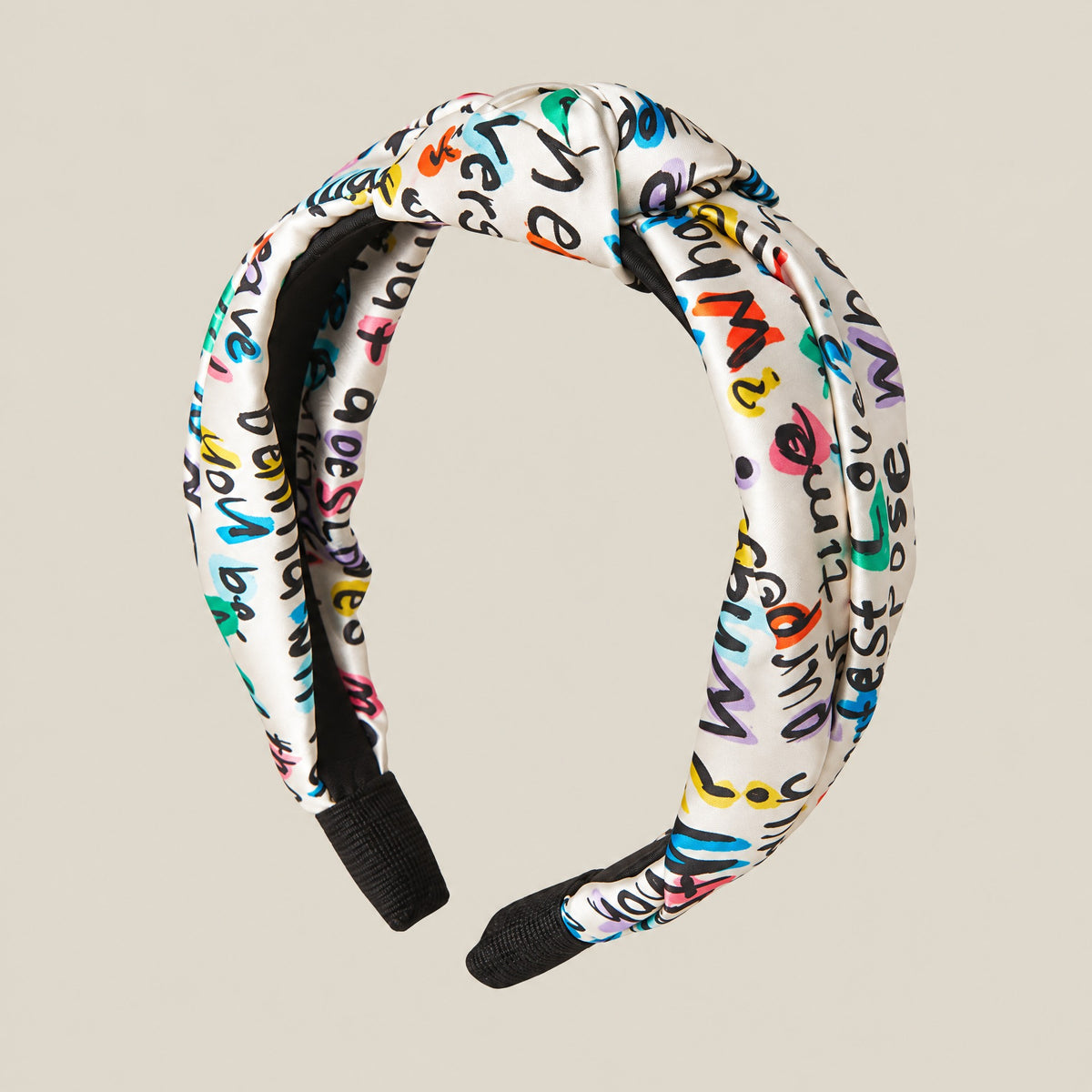 Mulberry Silk Letter Print Headband Soft Breathable Colorful Alphabet