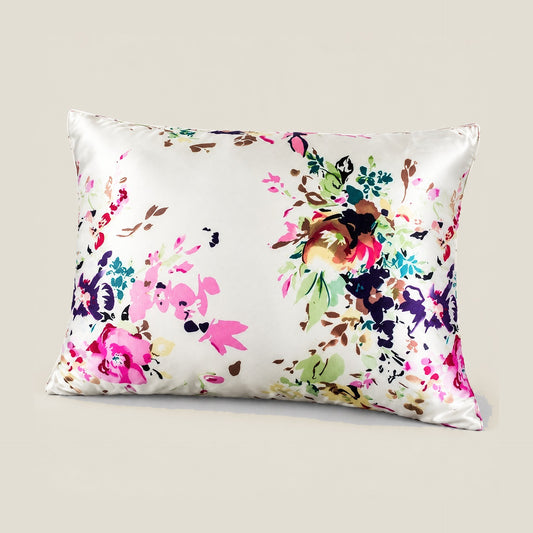 Fuchsia Splash printed mulberry silk pillowcase